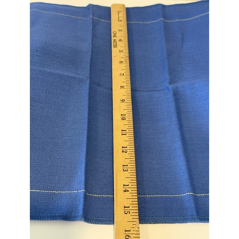 Vintage Set of 5 Blue Waffle Weave Cotton Dinner Napkins Made in Mexico 29x15